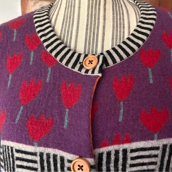 Gudrun Sjoden Floral Print Cardigan Sz M - Picture 5 of 9